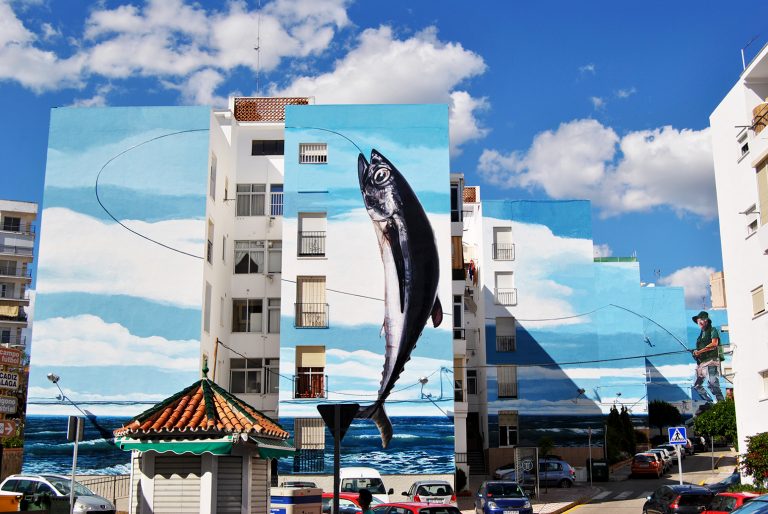 Mural Día de Pesca Estepona Leandro Pavón